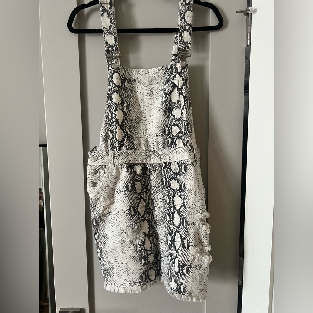 POL Snakeskin Print Overall Dress